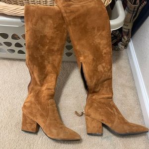 'MARLO' TAN OVER THE KNEE SUEDE LEATHER BOOTS